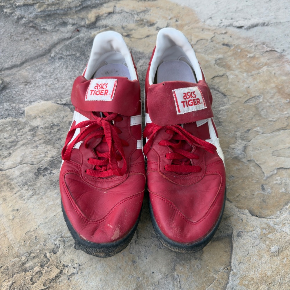 Asics Tiger Onitsuka Soccer Cleats Mens 11 Red White Vintage Turf Shoes - Picture 2 of 10